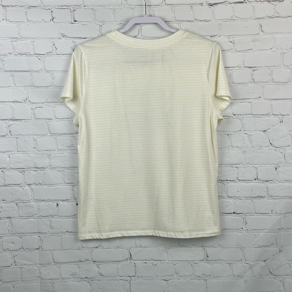 Rae Dunn Radiate Positivity T-Shirt-Pale Yellow Stripe Women’s Large - Picture 3 of 6